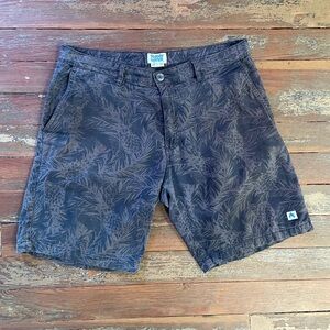 Burnin Water Blue Surf Inspired Laid Back Tropical Print Shorts - Sz L 💚🎀